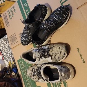 Bob's from Sketchers, both size 8, one black and white, the other grey and white
